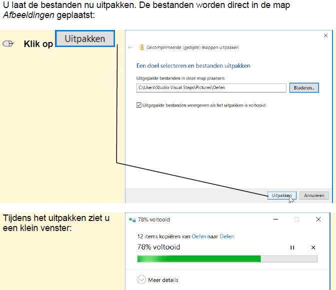 U laat de bestanden nu uitpakken